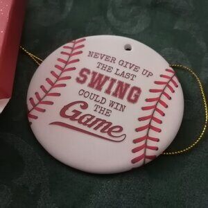 Ceramic Baseball Christmas Ornament, New In Box